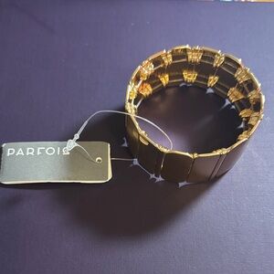 Parfois Modernist Wide Gold-Tone Hinged Cuff Bracelet (Portugal Brand)